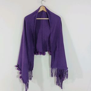 Purple Plain With Tassels Stole (Women)