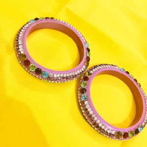 Best Kundan Pink Colour Bangles