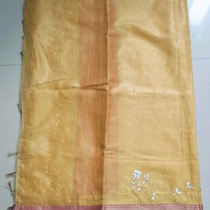 Yellow Color Threaded Border Saree