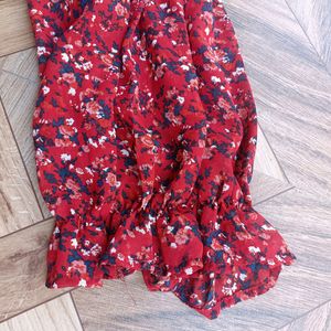 Red Printed Over Size Top For Women