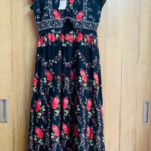 Beautiful Floral Black Cutout Dress