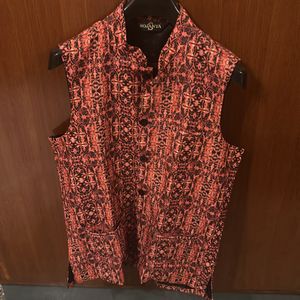 Orange And Black Nehru Jacket