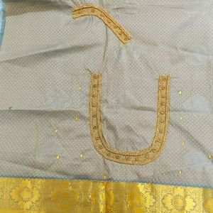 New Pattu Saree With Aari Work Blouse Unused