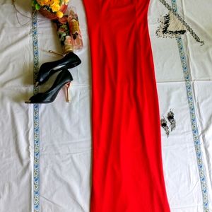 Urbanic Blazing Red Party Side Slit Dress