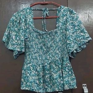 Sea Green Flower Top