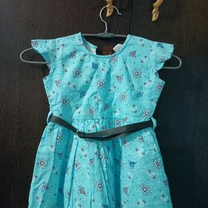 New Cotton Floral Frock With Belt for 1-2 Year