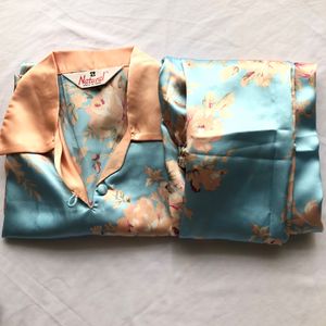 Blue Floral Printed Nigth Suit Set(Women’s)
