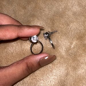 Combo Y2k aesthetic rings and stud