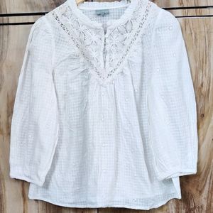 White Embroidery Work Top Size-42