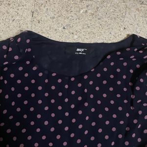 Max Collection- Pink Polka Dots Navy Blue Dress