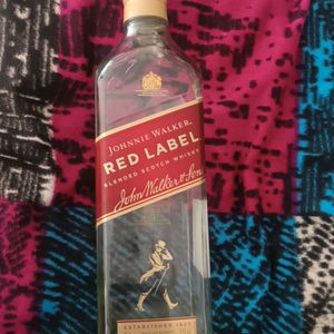 Red Label Empty Glass Bottle