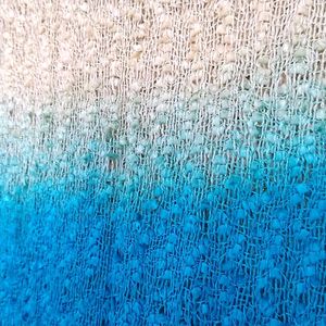Crochet Dupatta/Stole - Ferozi Blue