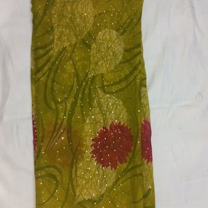 NEW OLIVE COLOURED PRINTED SAREE🍀