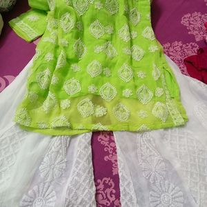 Lime Green Kurta With Sharara