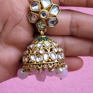 Light Pink Kundan Jhumka Set No.7