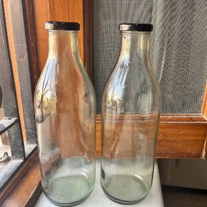 2 Pcs Glass Bottle Plain