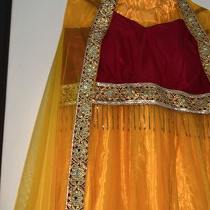 Yellow Lehenga With Beautiful Red Blouse