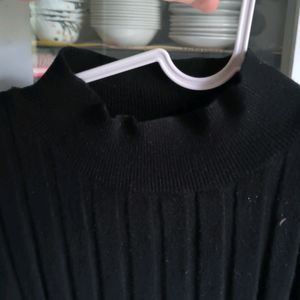 Ribbed Black Crop Top Turtle Neck