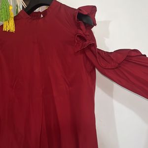 Maroon cold Shoulder Party Wear Top