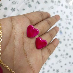 Pink Heart Locket With Studs