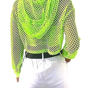 Pinterest Neon Crop Fisher Net Hoodie Top