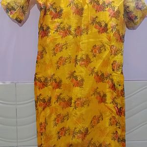 Yellow Orange Printed Kurta Set