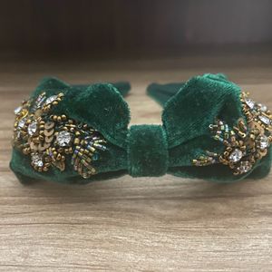 Green Embellished Velvet Headband