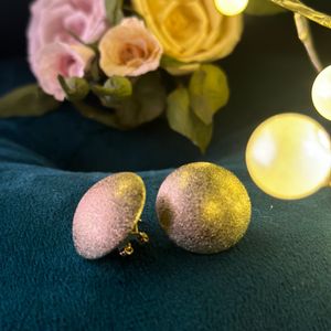 Golden Sparkle  Round Stud Earrings