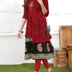 Aarvi Maroon Black Kurta