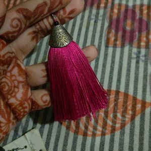 Pink Thread Earrings For Girls