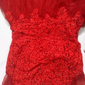 bright red ball gown with flares