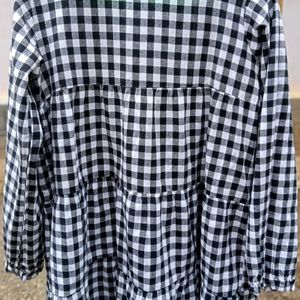 Black White Check Top