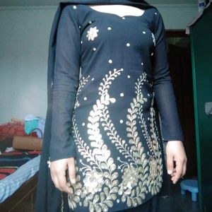 Beautiful Black And Golden Kurtha Set