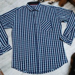 Navy Blue - Coloured Checked Shirt