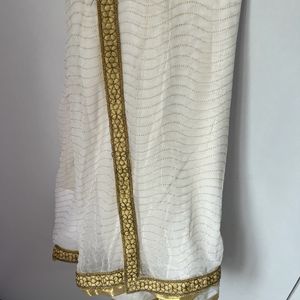 Embroidered White Saree Never Used