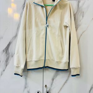 Cream Jacket With Blue Lining