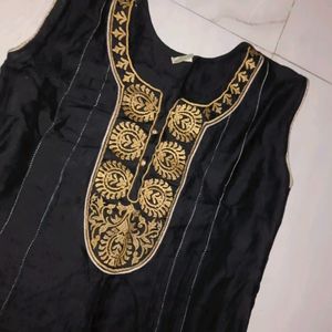 Black Golden Embroidery Kurti