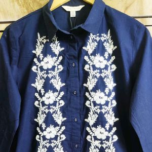 Black Embroidery Work Cotton Shirt Size-40-42