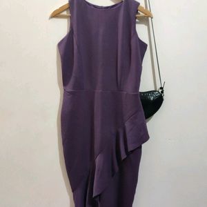 Purple One Side Frill Bodycon Dress