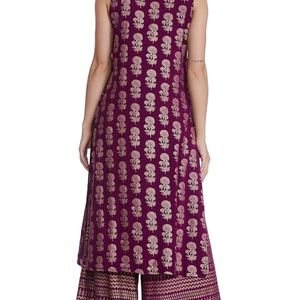 Purple Kurta Set(Top+Bottom+Potli Bag)