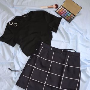 Black Plaid Pencil Skirt