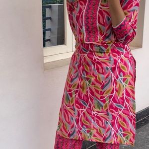 Pink Multi color Kurta Set