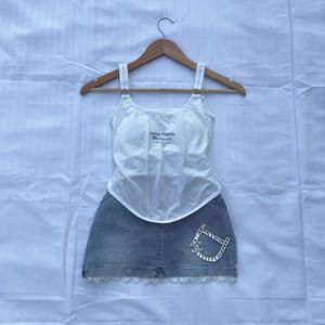 Y2K Pinterest white corset Edgy crop top