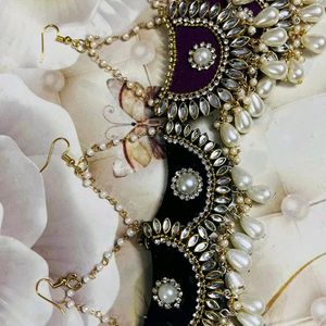 New Party Wear Earrings Colour Black & Purple