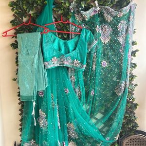 Sea Green Embroidered Saree