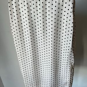 H&M Satin, Polka Dot Long Skirt With Slits