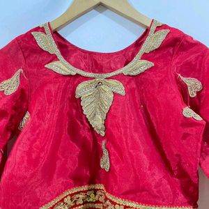 Women Red And Golden Lehenga