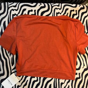 Urbanic Coral Fitted Crop Top Size S