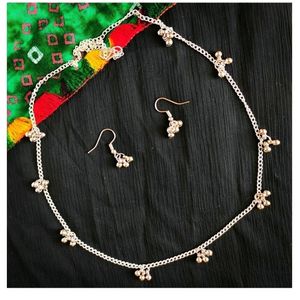 Elegant Silver Ghungaroo Necklace With Earrings