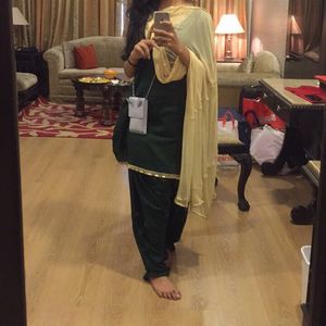 Bottle Green Punjabi Patiyala Suit